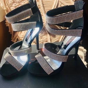 NINA BRIDGET BLACK SATIN RHINESTONE!